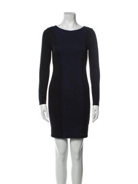 Alice + Olivia Mini Dress Size 2 - Long Sleeve, Swoop Neck, Black & Blue